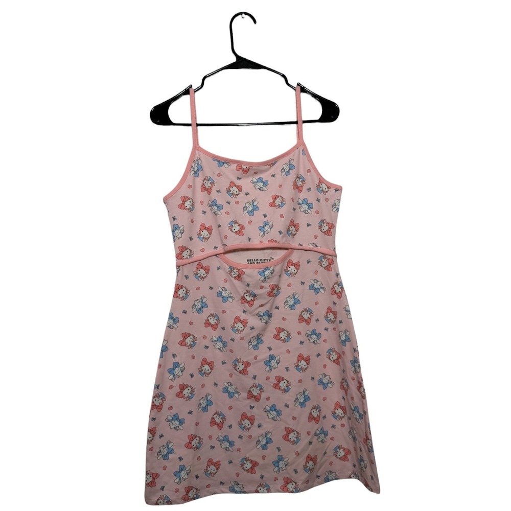 Hello Kitty Sanrio Babydoll Pink Cami Mini Dress Cutout Nightgown SZ Large NWOT